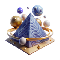 serene traditional Abstract 3D Pyramid with Orbits and Spheres high resolution png
