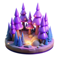 serene modern Enchanted Forest Glowing Trees Magical Mushrooms genuine png