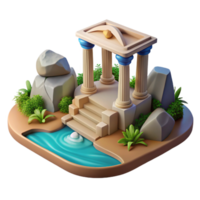 vibrant creative Serene Temple Oasis 3D Render of Classical Architecture professional png