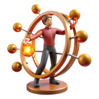 serene rustic 3D Render Person Controlling Energy Sphere in Circular Device genuine png