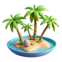 stunning rustic Tropical Island Paradise 3D Render of Palm Trees and Beach authentic png