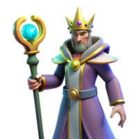 wonderful modern 3D Render King Wizard with Staff original png