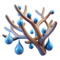 beautiful modern Abstract 3D Render Branching Structure with Droplets exclusive png