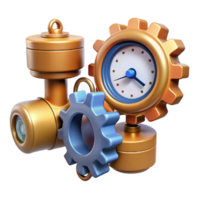 wonderful rustic Time Management System Gears, Clock, and Efficiency genuine png