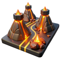 serene abstract Volcanic Landscape 3D Render of Lava Flowing authentic png