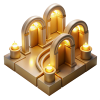 impressive abstract Golden Archways, Illuminated Pathways, 3D Render professional png