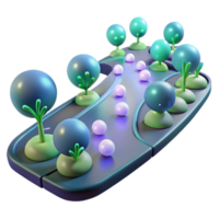 elegant abstract 3D Render of Winding Path with Cartoon Trees and Pearls detailed png