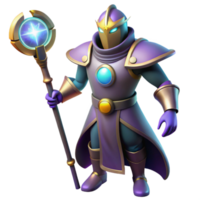 wonderful contemporary 3D Render Purple Mage with Staff high resolution png