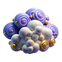 serene vintage Abstract 3D Render Swirls, Bubbles, and Spheres authentic png