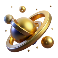 stunning abstract Golden Planetary System 3D Abstract Art authentic png