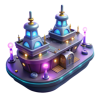 magnificent artistic Futuristic 3D Render of a Floating Palace high resolution png