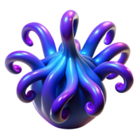 serene creative Abstract 3D Render Biomorphic, iridescent, bulbous form with swirling tentacles detailed png