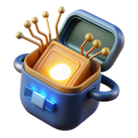 extraordinary vintage Futuristic Technology Illuminated Core in Open Container high resolution png