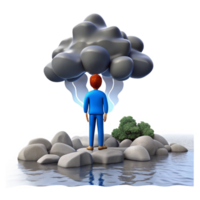 wonderful classic Contemplating the Storm A 3D Render of Solitude and Weather exclusive png