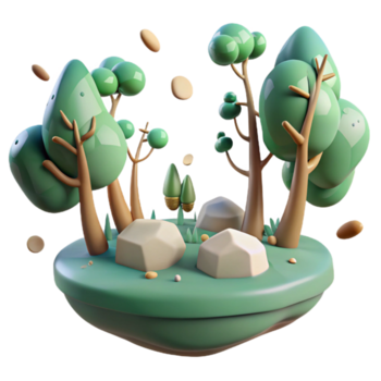meraviglioso rustico 3d rendere capriccioso galleggiante isola foresta alto risoluzione png