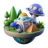 impressive rustic Alien Base on Earth 3D Render of Futuristic Scene high resolution png