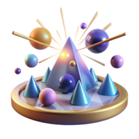 extraordinary rustic Abstract 3D Geometric Shapes Spheres, Cones, and Pyramid Design premium png
