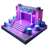serene abstract Neon Stage with Steps and Seating 3D Render original png