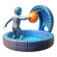 wonderful creative 3D Render Figure Throws Ball into Futuristic Pool high resolution png