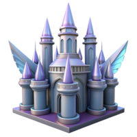 magnificent rustic Fantasy Castle with Wings 3D Render 4K png