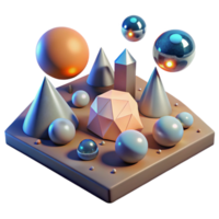 extraordinary abstract Abstract 3D Geometric Shapes Spheres, Cones, and Polyhedrons high resolution png