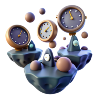 elegant traditional Abstract Clocks on Surreal Rocks 3D Render detailed png