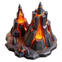 extraordinary classic Volcanic Island Game Asset 3D Lava Peaks high resolution png