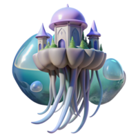 elegant contemporary Floating Island Castle Fantasy Architecture in a Surreal World genuine png