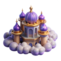 serene modern Enchanted Palace on Clouds 3D Render detailed png