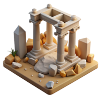 serene traditional Ancient Ruins 3D Render of Classical Architecture professional png