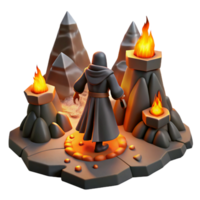 wonderful modern 3D Render Sorcerer at Volcanic Ritual Site high resolution png