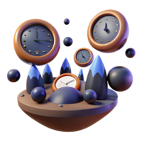 elegant classic Abstract Clock Landscape Time, Clocks, 3D, Art, Design, Surreal, Fantasy, Sphere, Mountains original png