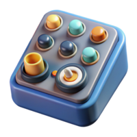 elegant abstract 3D Render of Colorful Control Panel with Buttons and Joystick premium png