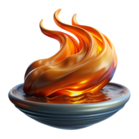 elegant minimalist Abstract Flame in Bowl 3D Render of Liquid Fire authentic png