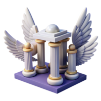 serene contemporary Angelic Columns A 3D Render of Classic Architecture with Wings high quality png