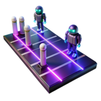 dramatic rustic Neon Robot Path Futuristic Navigation System detailed png