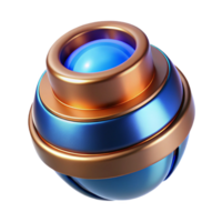 impressive rustic Abstract 3D Sphere Blue and Copper Metallic Design high resolution png