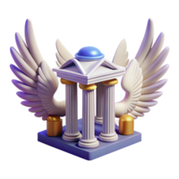 impressive traditional Angelic Temple 3D Render of Classical Architecture with Wings high resolution png