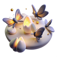 serene abstract Glowing Butterflies Eggs A 3D Spring Scene high resolution png
