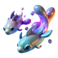 vibrant artistic Iridescent Fish in Dynamic Pose 3D Render genuine png