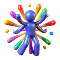 serene artistic Multi-Armed Figure Juggling Colorful Splashes original png