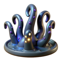 beautiful abstract Glowing Deep Sea Creature with Multiple Tentacles 4K png