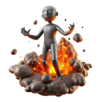 magnificent minimalist 3D Render Figure Conquering Flames authentic png