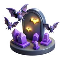 magnificent modern Spooky Bats Graveyard Gate Halloween 3D Render premium png