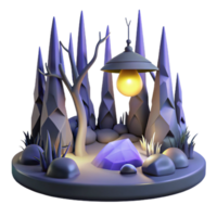 beautiful vintage Crystalline Forest Illuminated 3D Render of Mystical Scene authentic png