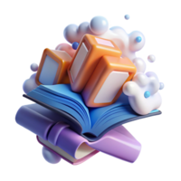 beautiful modern Abstract Book and Blocks Digital Learning Concept high quality png