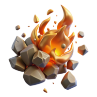magnificent artistic Fiery Rocks 3D Render of Exploding Stones and Flames high quality png