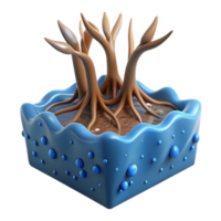 impressive minimalist 3D Render of Cellular Structures Root-like Appendages in Aquatic Environment original png
