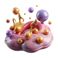 dramatic modern Abstract Music Composition 3D Render of Colorful Bubbles and Musical Notes authentic png