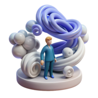 impressive modern Abstract 3D Render Figurine Amidst Swirling Forms genuine png